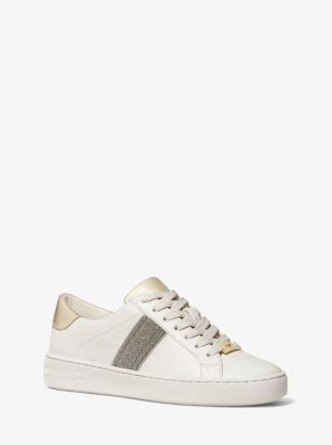 michael kors sneaker irving stripe lace up|Irving Leather and Embossed Stripe Sneaker .